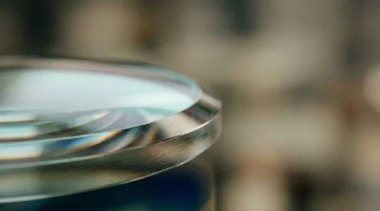 Verres progressifs haut de gamme presentant differents niveaux de qualite dans un environnement lumineux naturel