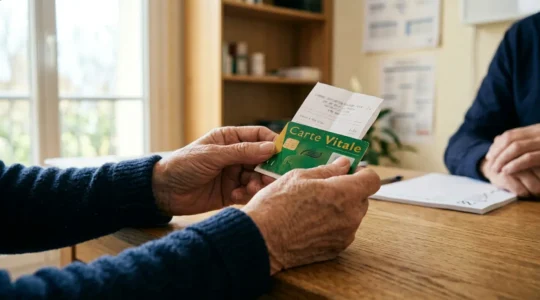Personne consultant un médecin avec documents de remboursement de santé