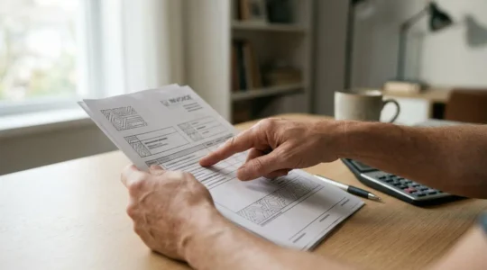 Patient consultant un devis dentaire détaillé avec calculatrice et documents médicaux