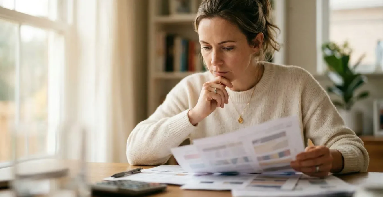 Une personne analysant attentivement des documents d'assurance avec une loupe pour repérer les frais cachés
