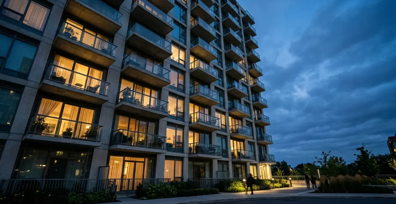 Vue détaillée d'un immeuble résidentiel moderne révélant la structure à travers une coupe architecturale symbolisant les différents niveaux de protection en copropriété