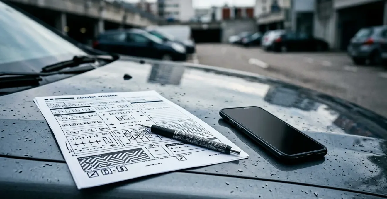 Scène illustrant les conséquences d'une déclaration de sinistre automobile avec impact sur la responsabilité