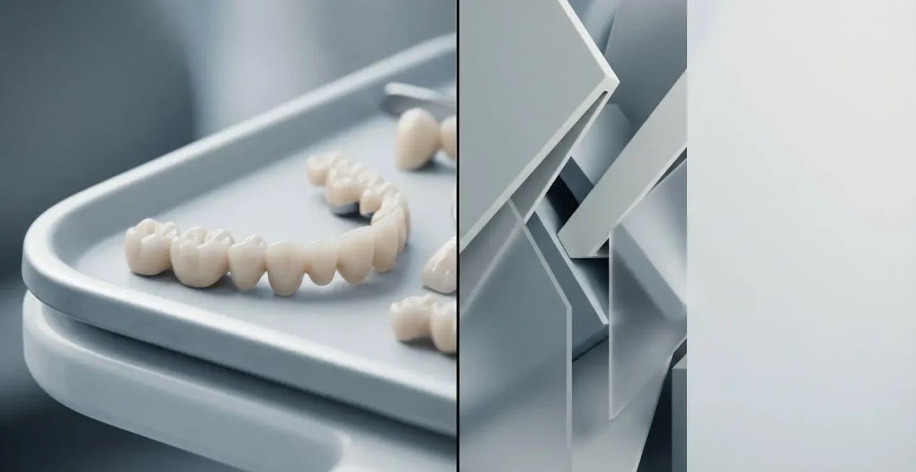 Représentation symbolique du contraste entre soin dentaire et difficulté de remboursement