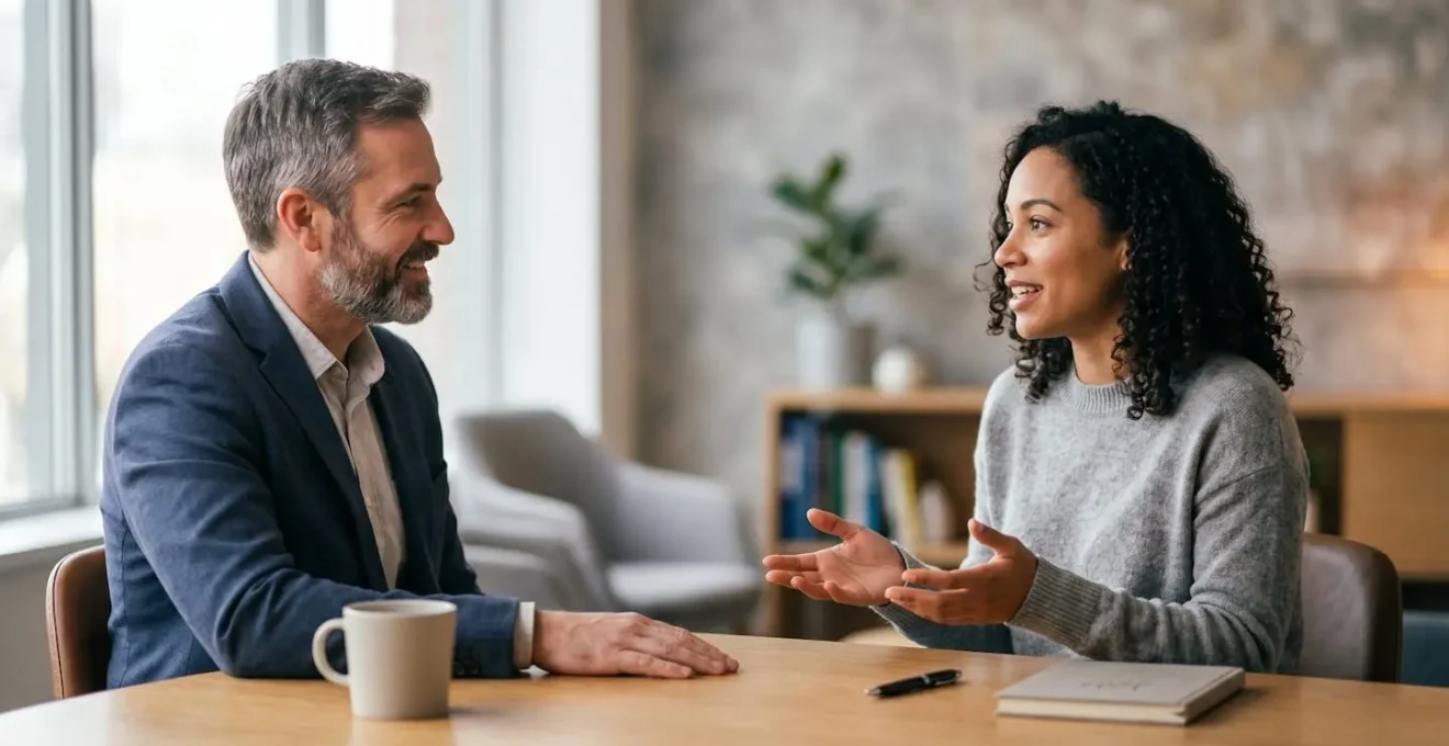 Conversation empathique entre vétérinaire et propriétaire d'animal dans un cabinet
