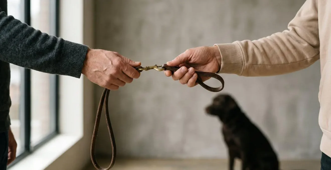 Représentation symbolique du transfert de responsabilité lors de la garde d'un chien